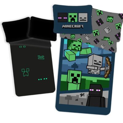 Voodipesukomplekt Pimedas Helendav 140x200 Minecraft, 2-osaline
