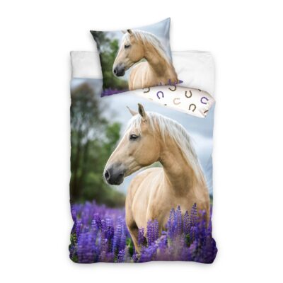 Voodipesukomplekt 140×200 Hobune ja Lavendel, 2-osaline